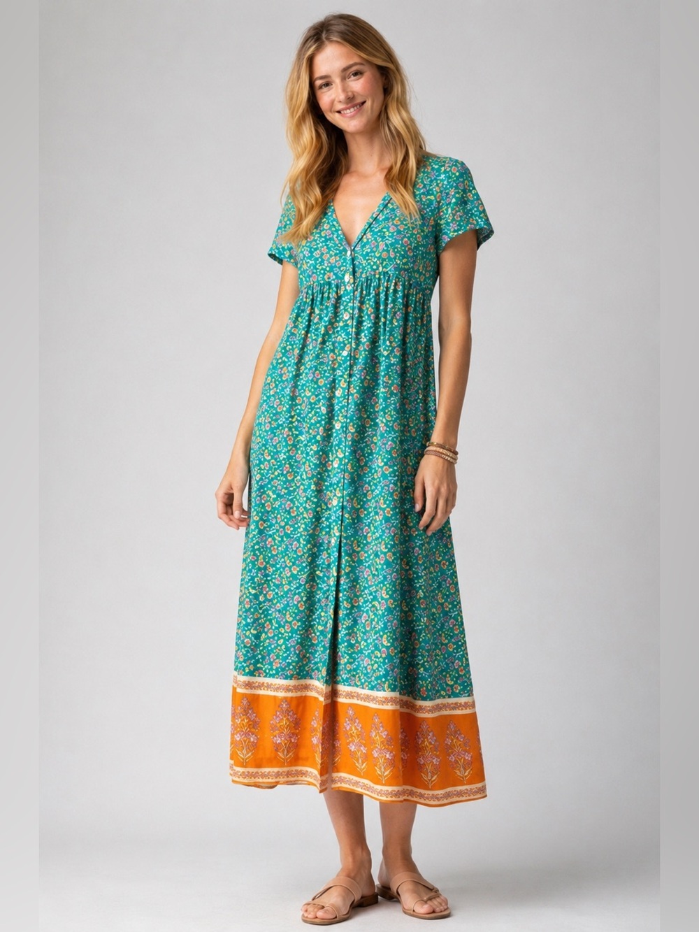 Natural Life Avery Midi Shirt Dress BOHO Babydolll Pockets Cottagecore XS Small